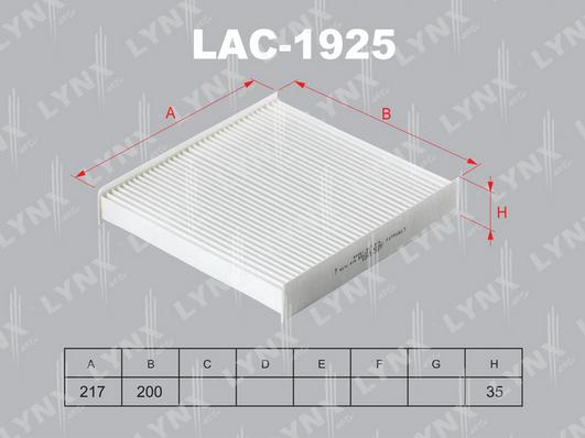 LYNXauto LAC-1925C - Фильтр воздуха в салоне autosila-amz.com