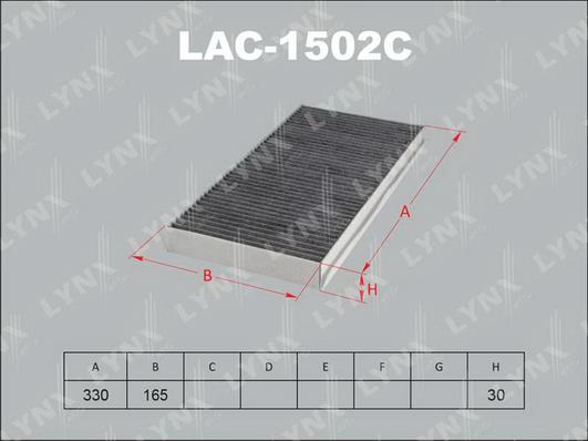 LYNXauto LAC-1502C - Фильтр салонный угольный CADILLAC Bls 06>, FIAT Croma 05>, OPEL Combo 01>/Corsa C 00>/Signum 03>/Vec autosila-amz.com