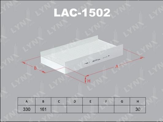 LYNXauto LAC-1502 - Фильтр салонный OPEL Corsa C /Combo/Vectra C 00>, SAAB 9-3 1.8/1.9TiD/2.0T/2.8T 9/02- autosila-amz.com