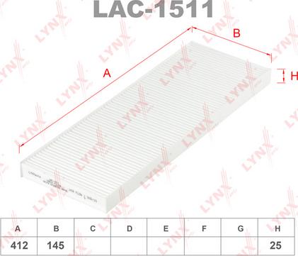 LYNXauto LAC-1511 - Фильтр воздуха в салоне autosila-amz.com