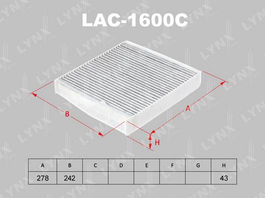 LYNXauto LAC-1600C - Фильтр воздуха в салоне autosila-amz.com