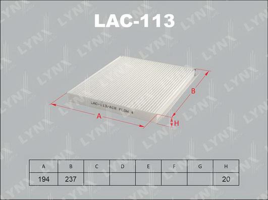 LYNXauto LAC-113 - Фильтр воздуха в салоне autosila-amz.com