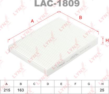 LYNXauto LAC-1809 - Фильтр воздуха в салоне autosila-amz.com