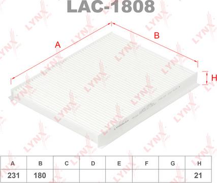LYNXauto LAC-1808 - Фильтр воздуха в салоне autosila-amz.com