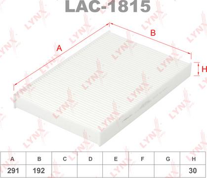 LYNXauto LAC-1815 - Фильтр воздуха в салоне autosila-amz.com