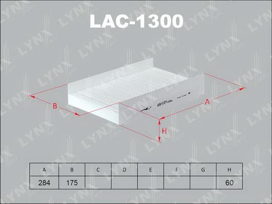 LYNXauto LAC-1300 - Фильтр воздуха в салоне autosila-amz.com