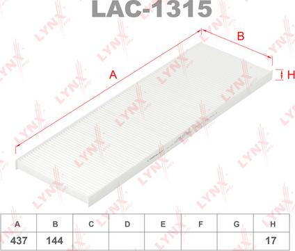 LYNXauto LAC-1315 - Фильтр воздуха в салоне autosila-amz.com