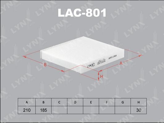 LYNXauto LAC-801 - Фильтр воздуха в салоне autosila-amz.com