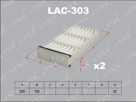 LYNXauto LAC-303 - Фильтр воздуха в салоне autosila-amz.com
