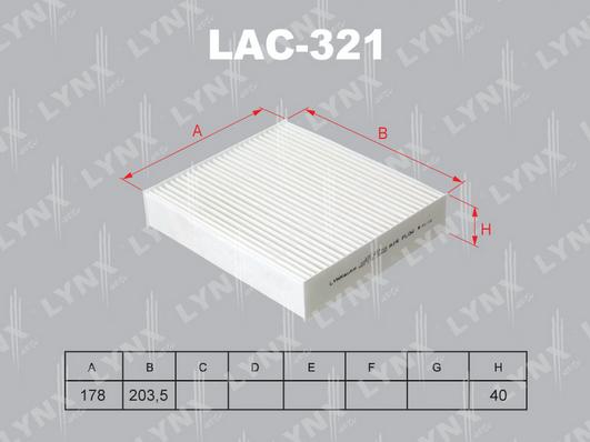 LYNXauto LAC-321 - Фильтр воздуха в салоне autosila-amz.com