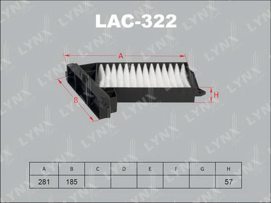 LYNXauto LAC-322 - Фильтр воздуха в салоне autosila-amz.com