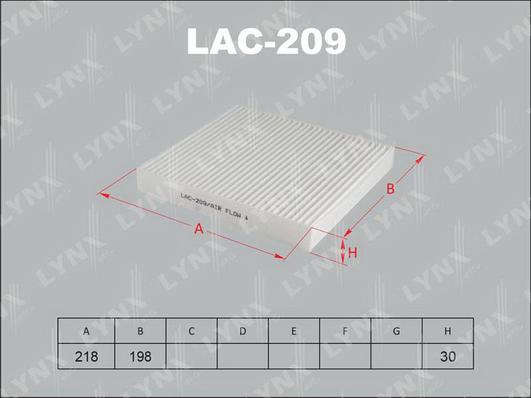 LYNXauto LAC-209 - Фильтр воздуха в салоне autosila-amz.com