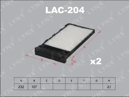 LYNXauto LAC-204 - Фильтр воздуха в салоне autosila-amz.com