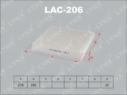 LYNXauto LAC-206 - Фильтр воздуха в салоне autosila-amz.com