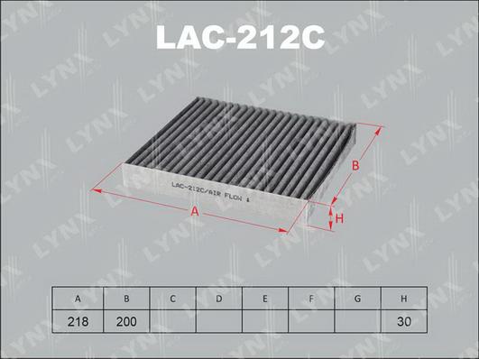 LYNXauto LAC-212C - Фильтр воздуха в салоне autosila-amz.com