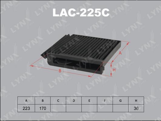 LYNXauto LAC-225C - Фильтр воздуха в салоне autosila-amz.com