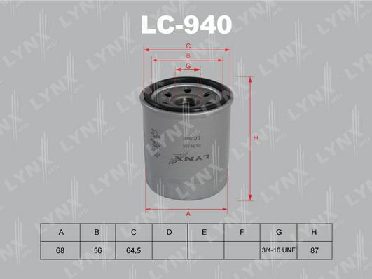 LYNXauto LC-940 - Масляный фильтр autosila-amz.com