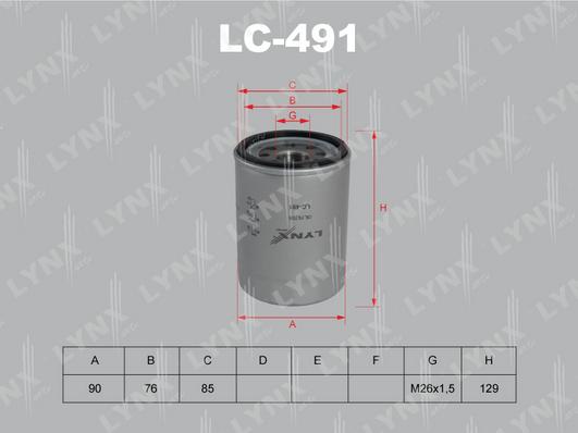 LYNXauto LC-491 - Масляный фильтр autosila-amz.com