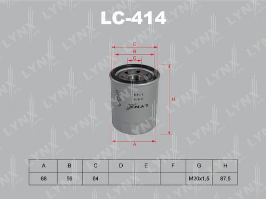 LYNXauto LC-414 - Масляный фильтр autosila-amz.com