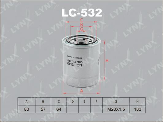LYNXauto LC-532 - Масляный фильтр autosila-amz.com