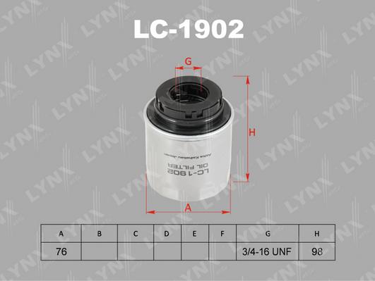 LYNXauto LC-1902 - Масляный фильтр autosila-amz.com