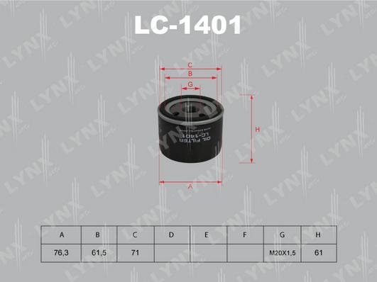 LYNXauto LC-1401 - Масляный фильтр autosila-amz.com