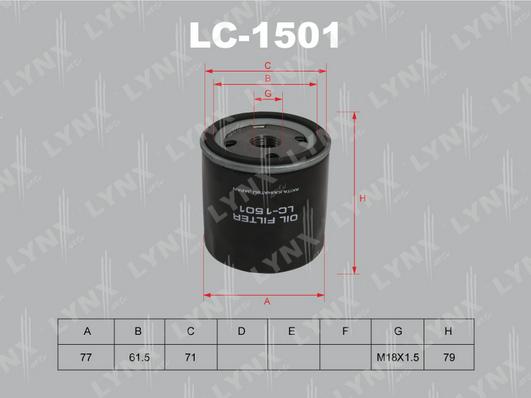 LYNXauto LC-1501 - Масляный фильтр autosila-amz.com
