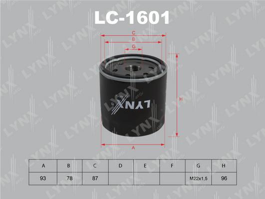 LYNXauto LC-1601 - Масляный фильтр autosila-amz.com