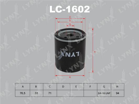 LYNXauto LC-1602 - Масляный фильтр autosila-amz.com