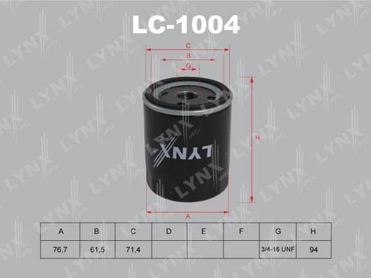 LYNXauto LC-1004 - Масляный фильтр autosila-amz.com