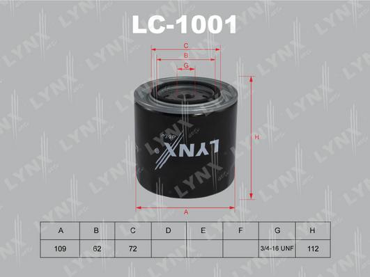 LYNXauto LC-1001 - Масляный фильтр autosila-amz.com