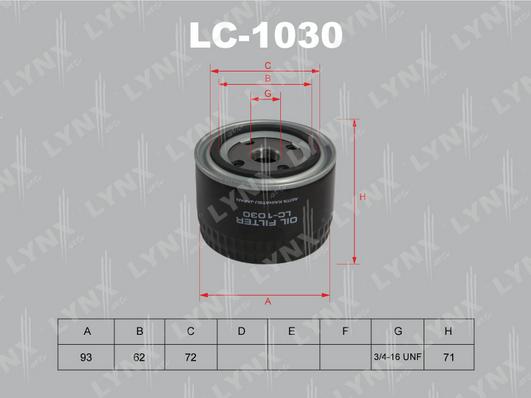 LYNXauto LC-1030 - Масляный фильтр autosila-amz.com