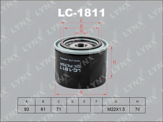 LYNXauto LC-1811 - Масляный фильтр autosila-amz.com