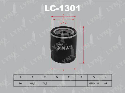 LYNXauto LC-1301 - Масляный фильтр autosila-amz.com