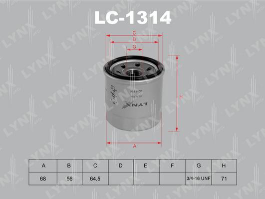 LYNXauto LC-1314 - Масляный фильтр autosila-amz.com