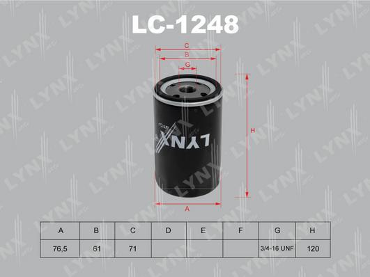 LYNXauto LC-1248 - Масляный фильтр autosila-amz.com