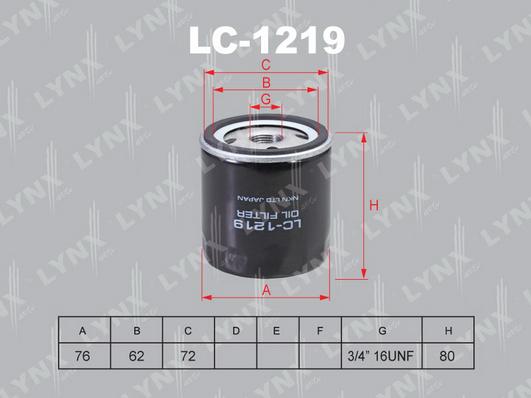 LYNXauto LC-1219 - Масляный фильтр autosila-amz.com