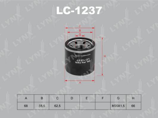 LYNXauto LC-1237 - Масляный фильтр autosila-amz.com