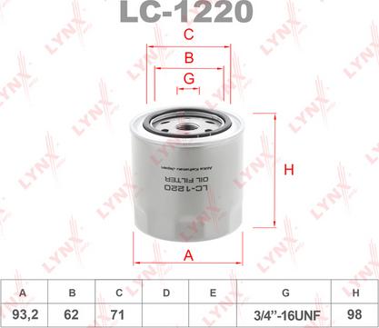 LYNXauto LC-1220 - Масляный фильтр autosila-amz.com