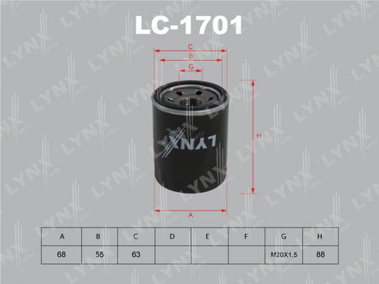 LYNXauto LC-1701 - Масляный фильтр autosila-amz.com
