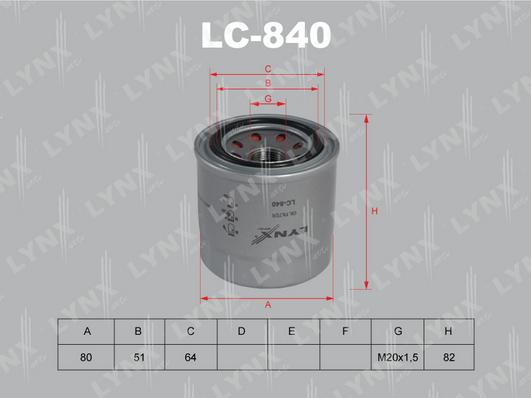 LYNXauto LC-840 - Масляный фильтр autosila-amz.com