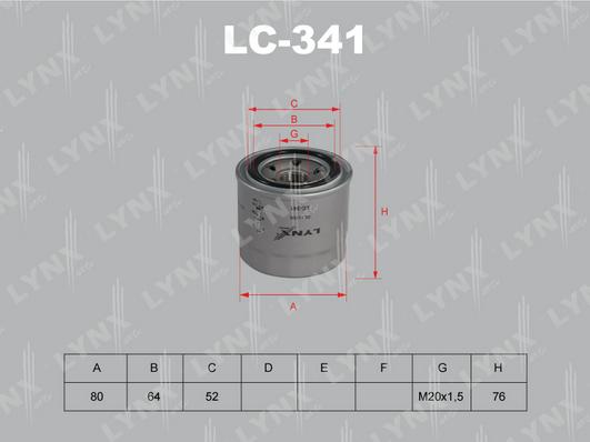 LYNXauto LC-341 - Масляный фильтр autosila-amz.com