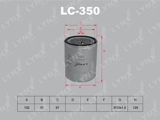 LYNXauto LC-350 - Масляный фильтр autosila-amz.com