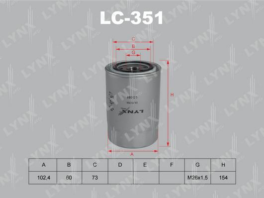 LYNXauto LC-351 - Масляный фильтр autosila-amz.com