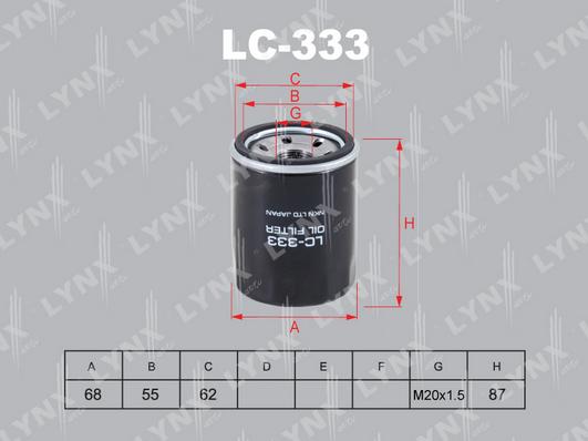 LYNXauto LC-333 - Фильтр масляный подходит для MITSUBISHI Lancer 1.5 08 / Colt 1.1-1.5 04-12, SMART Forfour 1.1-1.5 04 autosila-amz.com