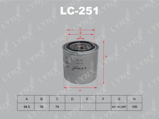 LYNXauto LC-251 - Масляный фильтр autosila-amz.com