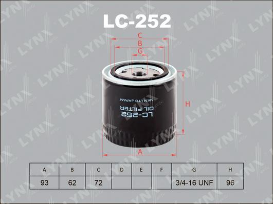 LYNXauto LC-252 - Масляный фильтр autosila-amz.com