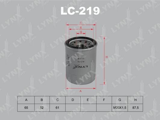 LYNXauto LC-219 - Масляный фильтр autosila-amz.com
