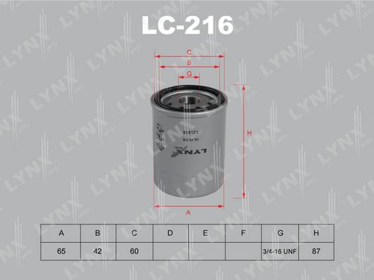 LYNXauto LC-216 - Масляный фильтр autosila-amz.com
