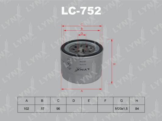 LYNXauto LC-752 - Масляный фильтр autosila-amz.com